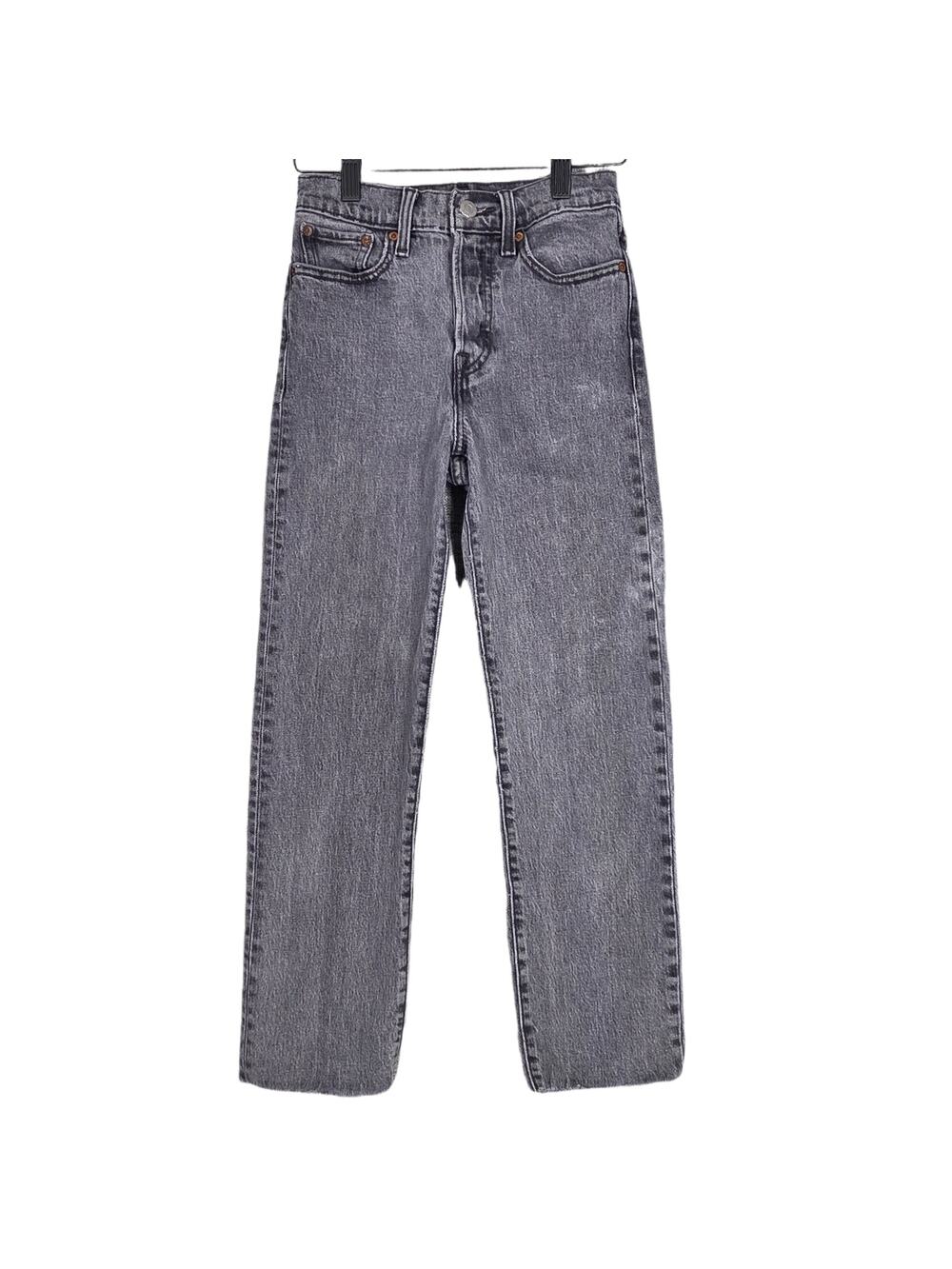 LEVI’S WOMEN’S WEDGIE STRAIGHT JEANS – SIZE 24 – GRAY DENIM – CROPPED HEM